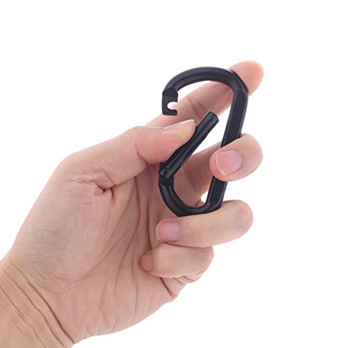 Heavy Duty Black Carabiner Hooks - 4 Pack, M8 x 80mm