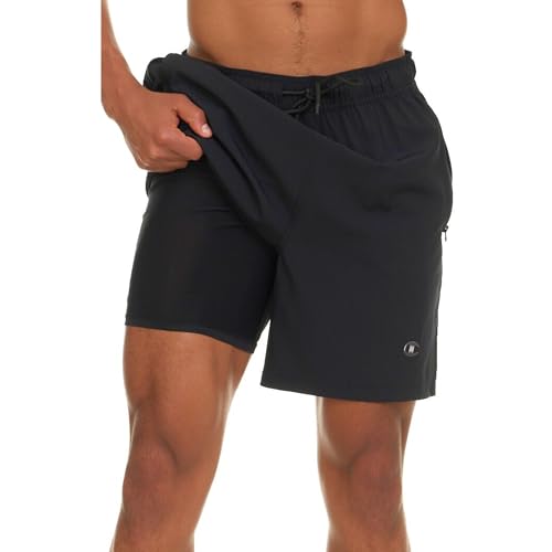 Champion Men's 7" Board Shorts with Compression Liner – Black, Medium