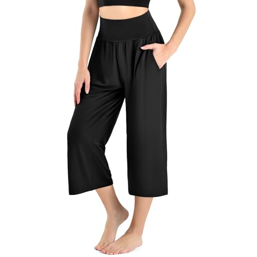 Casual Capri Pants for Women - Wide Leg, 23" Inseam, X-Large, Black