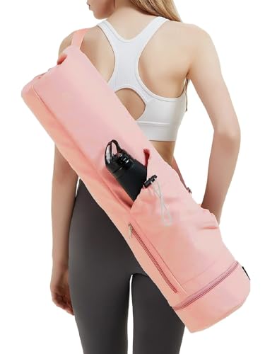 Pink Yoga Mat Bag with Water Bottle & Wet Pocket - PUXING