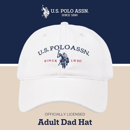 U.S. Polo ASSN. Unisex White Baseball Cap Adjustable Dad Hat 100% Cotton