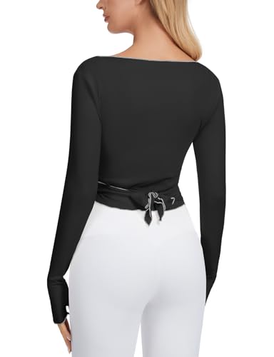 Womens Long Sleeve Ballet Wrap Top - Crop Cardigan for Yoga
