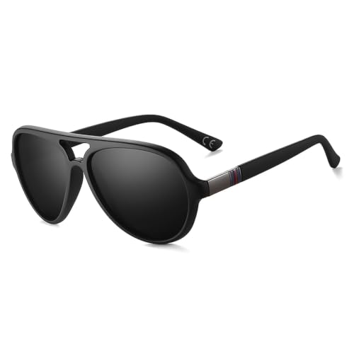 VentiVenti Men's Polarized Aviator Sunglasses 65mm Matte Black Frame Smoke Lenses