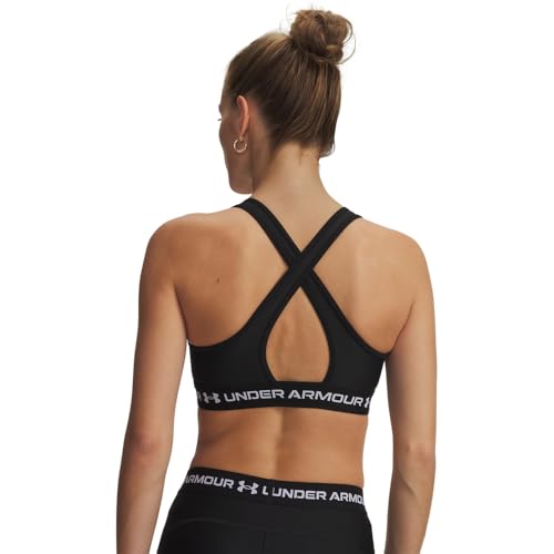 Under Armour Women's Crossback Mid Impact Sports Bra - Small / Ultimate Black / White