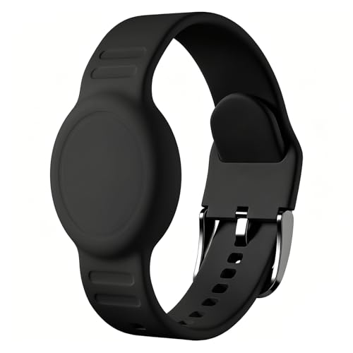 Waterproof AirTag Bracelet for Kids - Black Soft Silicone Band