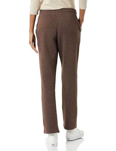 Women's Fleece Sweatpants with Drawstring - Medium Chocolate, Relaxed Fit, Straight Leg