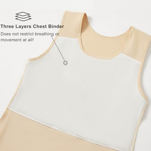 Chest Binder for Transgender FTM - 3X-Large Nude Tank Top