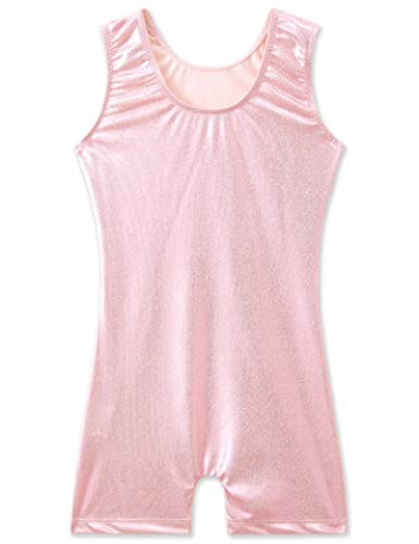 Sparkly Girls Gymnastics Biketard - Pale Pink, 5-6 Years