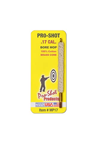 .17 Caliber Cotton Bore Mop with Brass Core for Firearm Cleaning