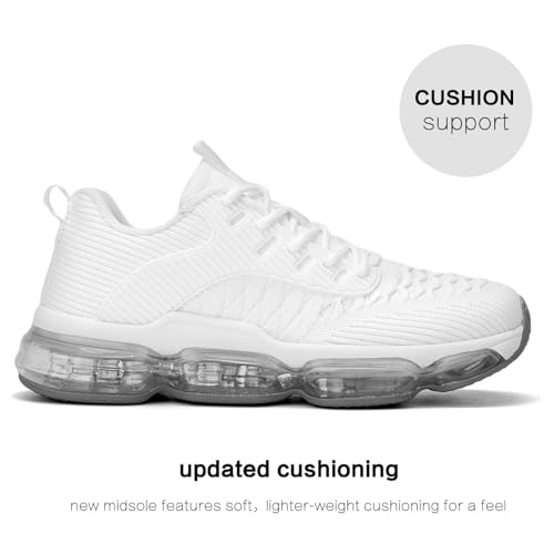 Luogoks Women's White Air Cushion Running & Basketball Sneakers - Size 6 US