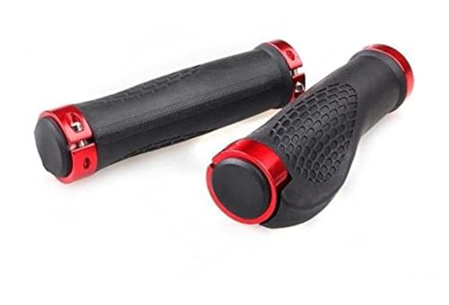 Ergonomic Rubber Mountain Bike Handlebar Grips - Red