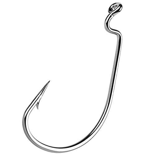 EWG Offset Worm Fishing Hooks 2/0 - 30pcs for Bass Fishing