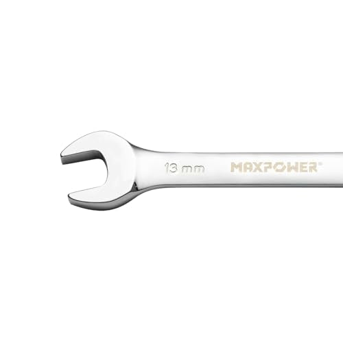 MAXPOWER 13mm Flexible Gear Wrench, Industrial Grade Ratchet Combination Spanner, Forged Heat-Treated Cr-V Steel 12 Point Flex-Head, Metric
