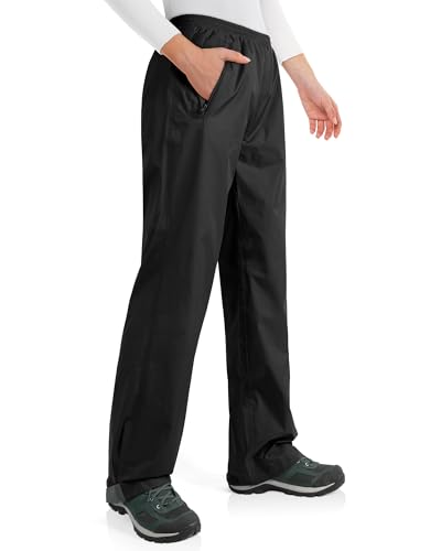 33,000ft Packable Women’s Lightweight Waterproof Rain Pants - Medium, Black