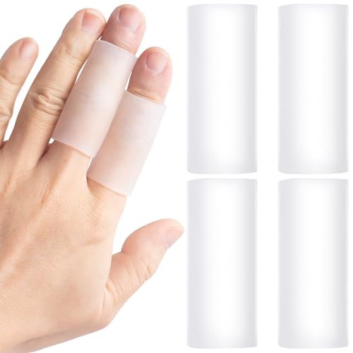 Gel Finger Sleeve Protectors - 4 Pack Silicone Finger Cots for Pain Relief