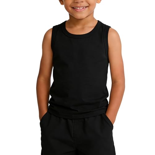 Toddler Tank Tops for Boys & Girls - Cotton Sleeveless Tee 4-5T Black