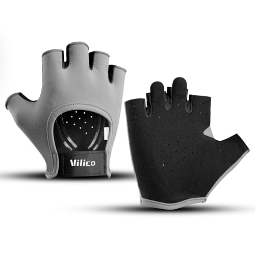 Light Workout Gloves - Breathable Adjustable Gym Gloves for Weightlifting - Grey / Small