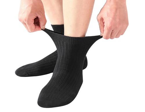 Coolmax Ankle Socks for Men - 5-Pack Loose Fitting (10-13) - Black