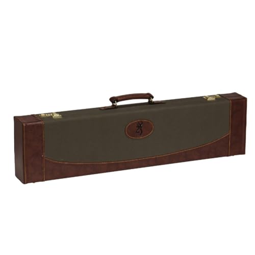Traditional Fitted Luggage Case for 32" Shotguns - Sage Green & Leather Red Handle
