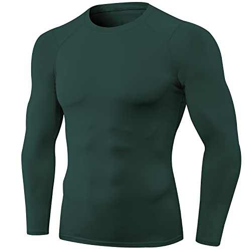Men's Long Sleeve Compression Shirt - Dark Green, Small