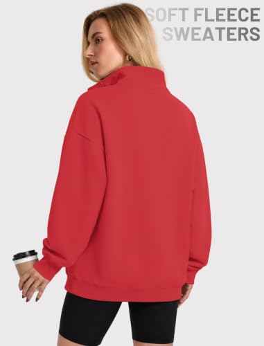 DLOODA Women's Henley Sweatshirt Medium Red Mock Neck Pullover 2026 Outfits