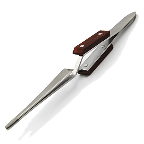 MMOBIEL Industrial Precision Fiber Grip Soldering Tweezer Cross Locking Straight Pointed Tip Stainless Steel for Electronics Repair, Jewelry, Computer, Laboratory Work etc.