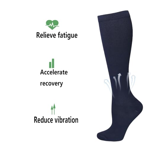 Bestjybt Large-X-Large Navy Athletic Compression Socks 3 Pairs for Men Women