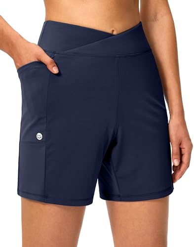 G Gradual 6" High-Waisted Women's Athletic Shorts - Deep Navy