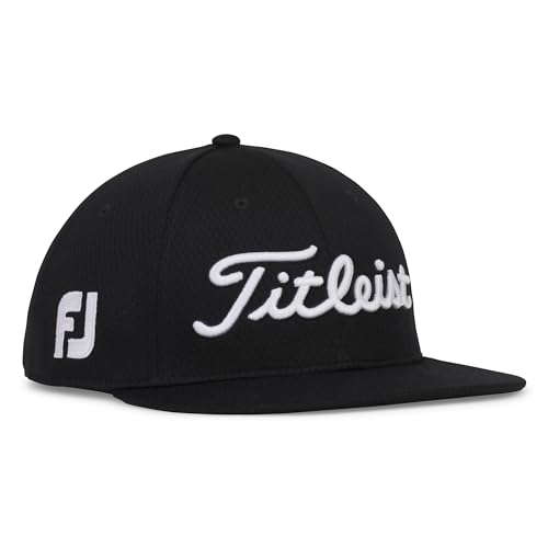 Titleist Men's Tour Elite Flat Bill Golf Hat - One Size Black/White