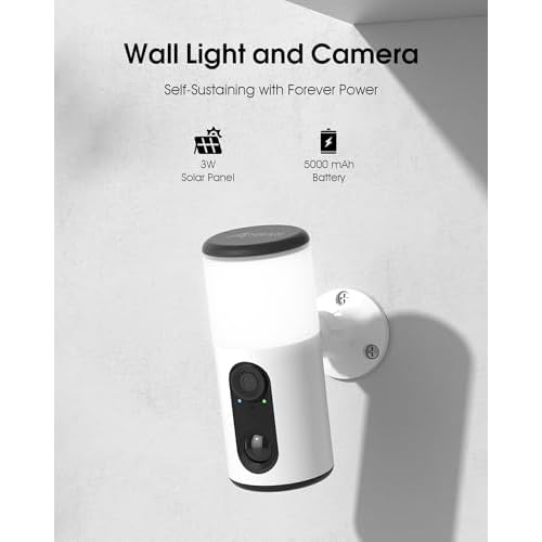 ANRAN Solar Security Cameras Wireless Outdoor with Light,2K Porch Floodlight Camera with Color Night Vision & AI Motion Detection,2-Way Talk Spotlight Siren Alarm,Compatible with Alexa