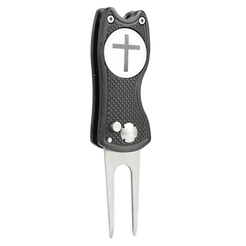 Golf Divot Repair Tool with Magnetic Ball Marker - Black