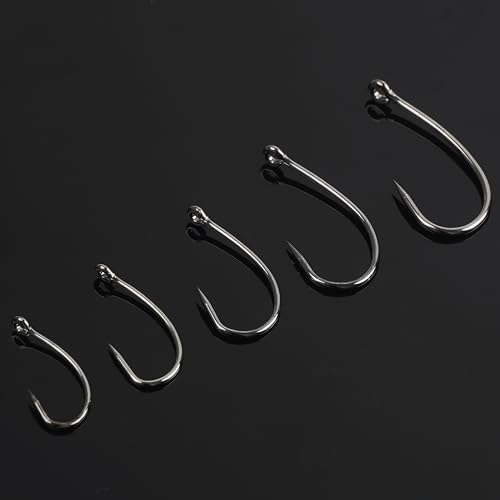 OREOTL 210PCS Barbless Carp Fishing Hooks Kit - Saltwater & Freshwater Curve Shank Circle Hooks for Carp & Bass