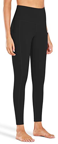Fengbay High Waist Yoga Pants with Pockets - Tummy Control Workout Leggings Black Medium