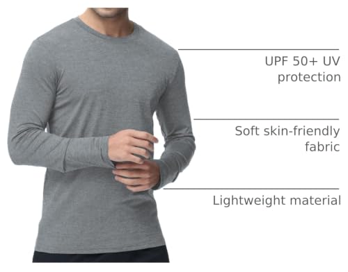 Kinglaman 6 Pack Dry Fit Long Sleeve UPF 50+ Gym Shirts - Men's Workout Tee (Large: Black, Dark Gray, Light Gray, Blue, Wine Red, Army Green)