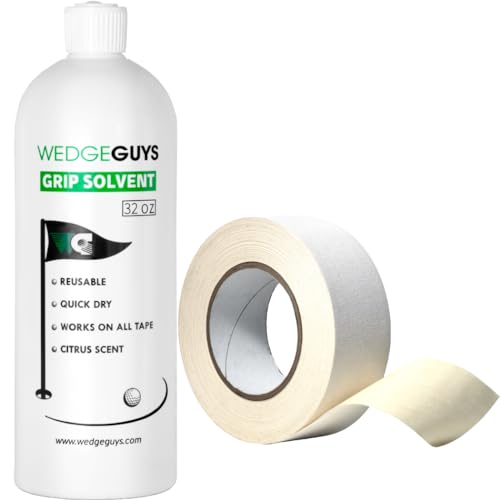 Wedge Guys Golf Grip Tape Roll 2” x 18 Yards + 32oz Solvent for Regripping Clubs