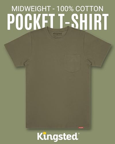 Kingsted Large Pack Men's Pocket T-Shirts - Super Soft 100% Cotton, Comfortable