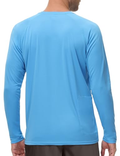 Men's Long Sleeve Rash Guard Swim Shirt - Sky Blue, Large