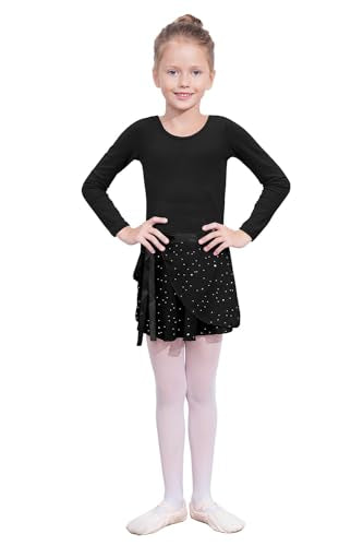 Ballet Leotard Dress for Girls - Longsleeve Black 4-5T
