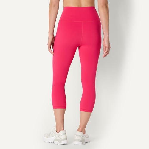 High Waist Capri Workout Leggings - Hot Pink, X-Small