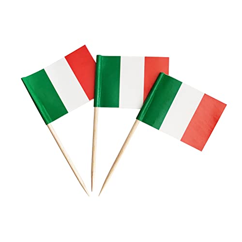 100 Pack Italy Flag Toothpick Flags - Cocktail Picks & Cupcake Toppers
