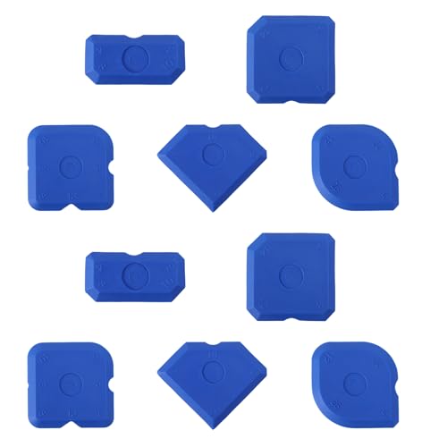 10pcs Silicone Cramer Spreader Caulking Tool Set Kit, Sealant Profiling Finishing Smoothing Mastic Tool Caulk Remover Reusable Grout Scraper Applicator for Kitchen Bathroom Floor Window & Sink (Blue)