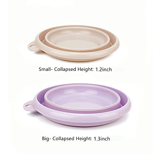Collapsible Wash Basin Set - 2 Pack Portable Dish Sink for Camping & Home - Khaki & Purple