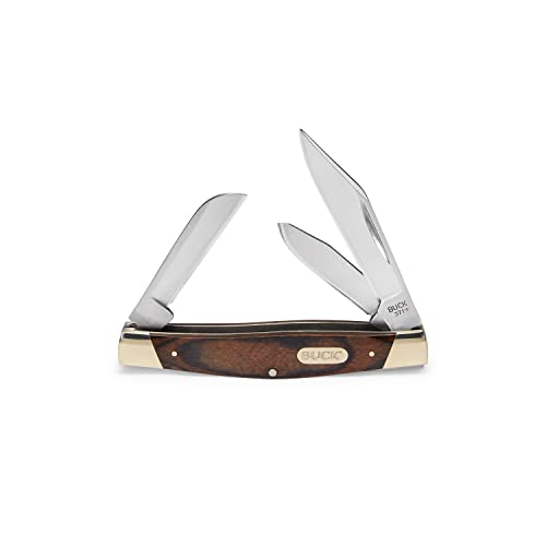 Buck Knives Stockman 3-Blade Folding Pocket Knife Brown Woodgrain US Made