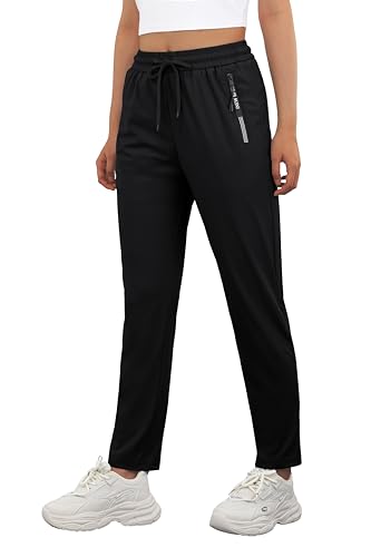 IWOLLENCE Women's Active Stretch Pants Large Black Quick Dry Workout Leggings
