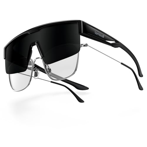 Lamicall Polarized Over Glasses Sunglasses Black Frame Gray Lenses UV400 Protection