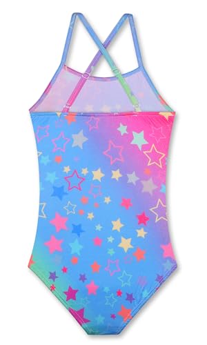 Girls' Adjustable Crossback One-Piece Swimsuit 9-10Y - Colorful Stars