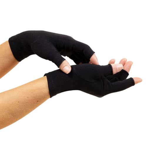 Arthritis Compression Gloves for Pain Relief - Fingerless Black - Medium