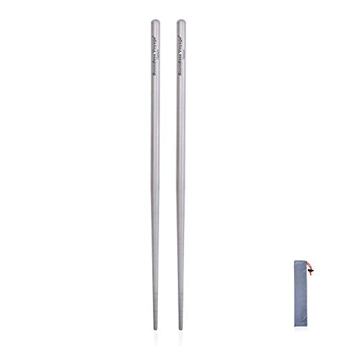 Titanium Round Chopsticks - Lightweight, Skid-Proof Outdoor Utensils - Ti1002T