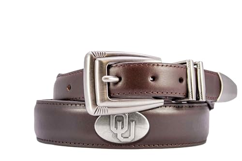 Oklahoma Sooners Crocodile Tip Leather Concho Belt - 36