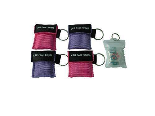 CPR Face Shield Barrier Pack with Keychain - 4 Pack First Aid Kit